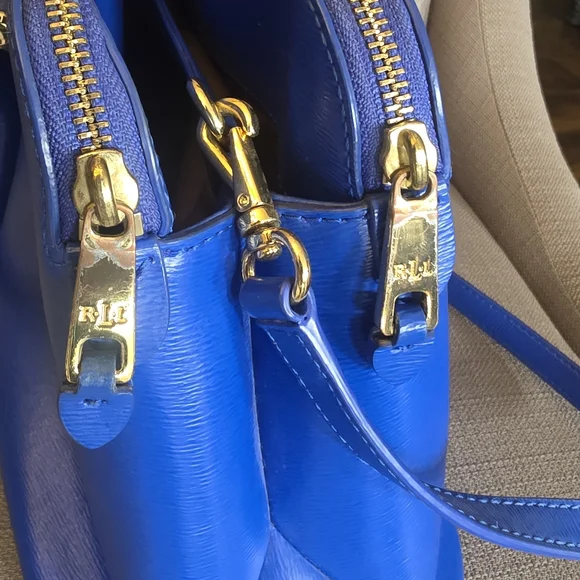 GUC Ralph Lauren Saffiano Leather Work Tote Royal Blue - Picture 9 of 10